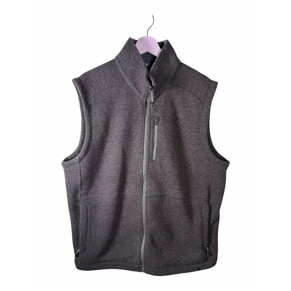 LL Bean Sweater Vest Fleece Liners Sleeveless Men XL Brown Full Zip